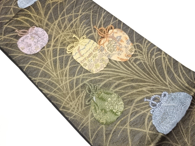 JAPANESE FUKURO OBI FOR SUMMER / WOVEN SHIFUKU PATTERN